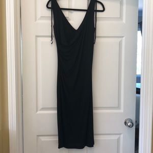 Black V neck Midi dress